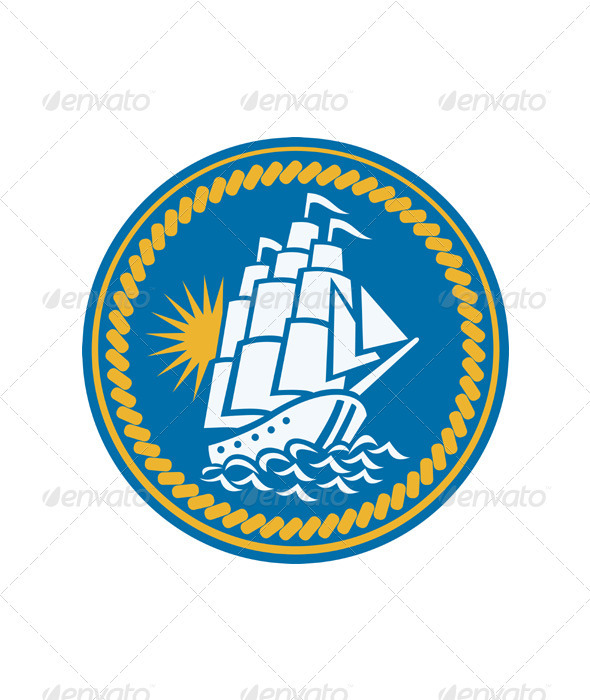 Sailing Tall Ship Galleon Retro
