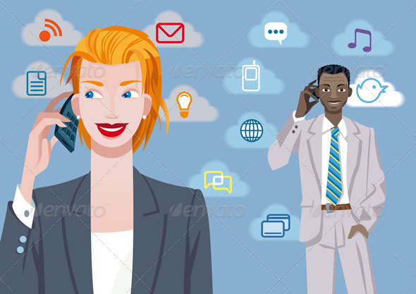 Business People on Movile Phones