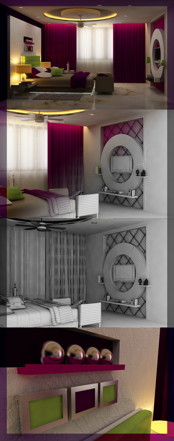 Realistic Bedroom interior - 3Docean 2492703