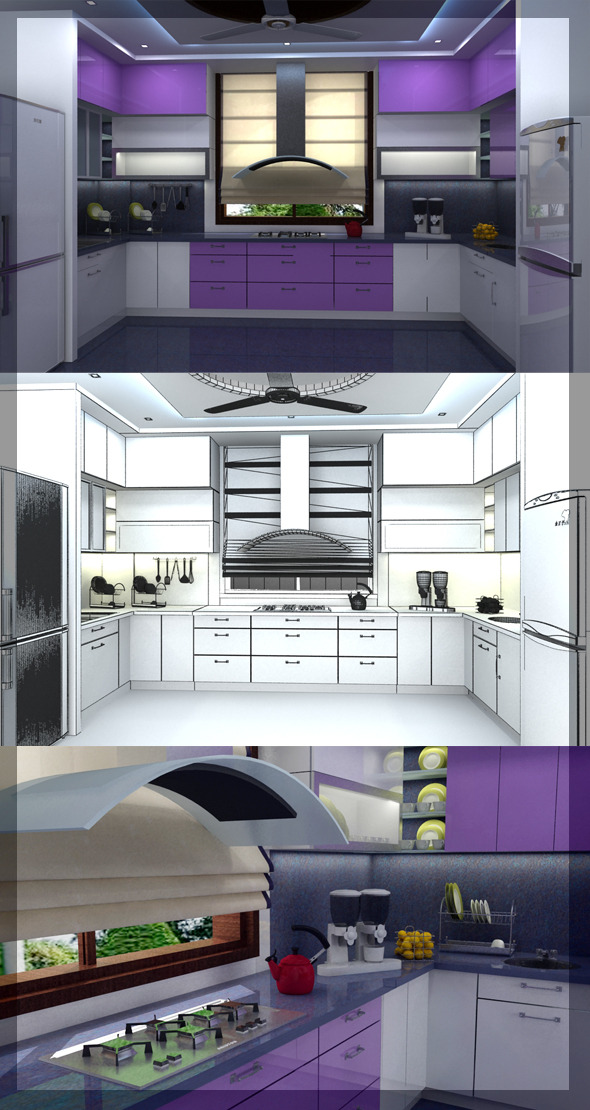 Realistic Kitchen interior - 3Docean 2492848