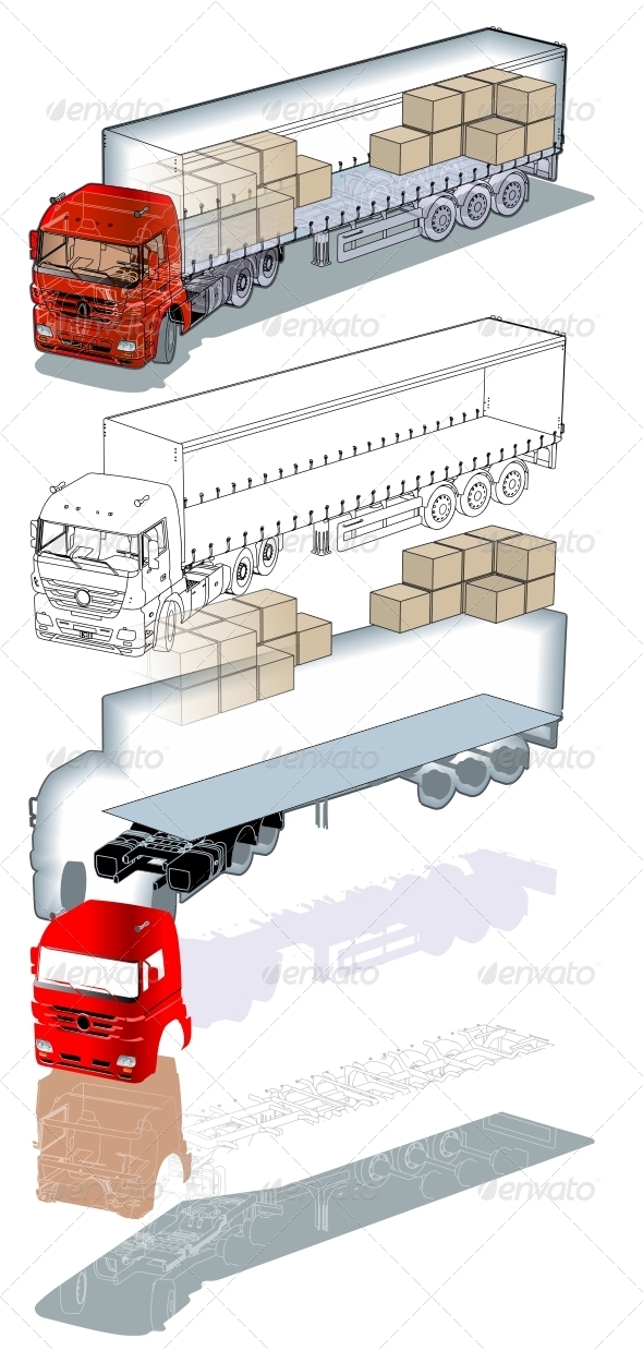 Cargo Truck Infographics Cutaway - Technology Conceptual