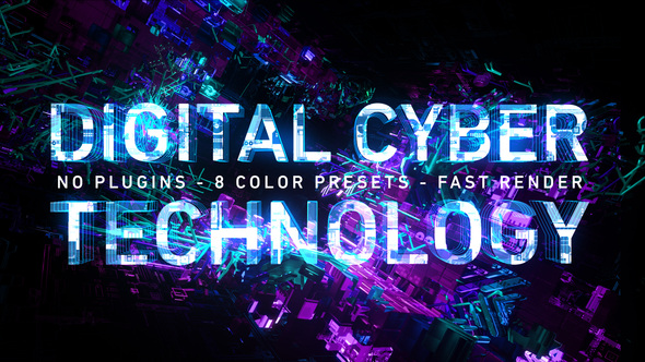 Digital Cyber Technology Logo Reveal. 8 Color Presets.