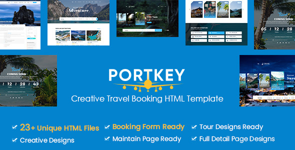 Wondrous PortKey - Creative Tour Travel Booking HTML5 Template