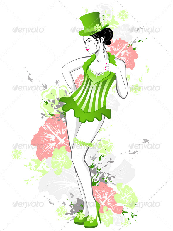 Beautiful Girl in Green Dress - People Characters