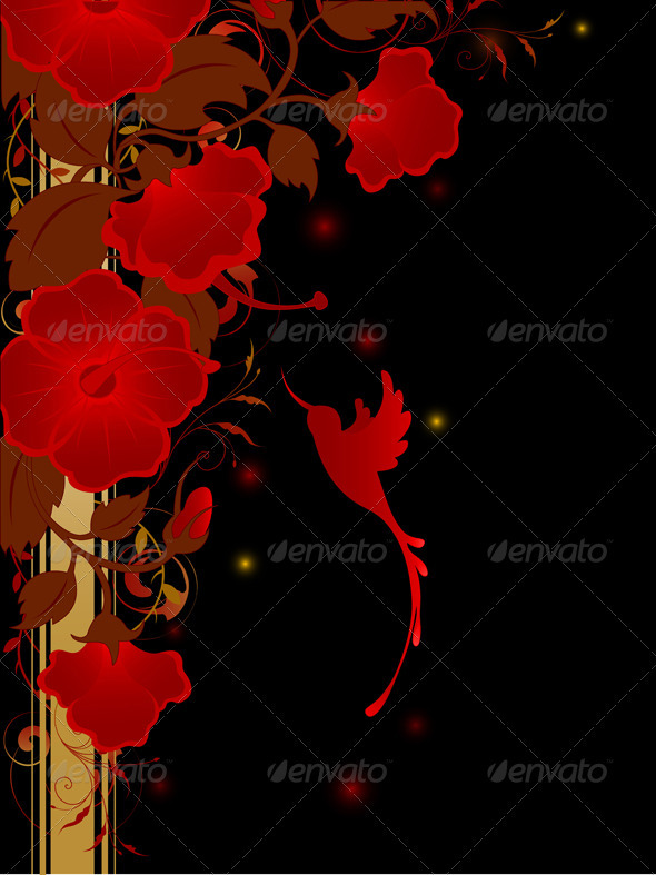 Floral Background with Red Flowers - Backgrounds Decorative