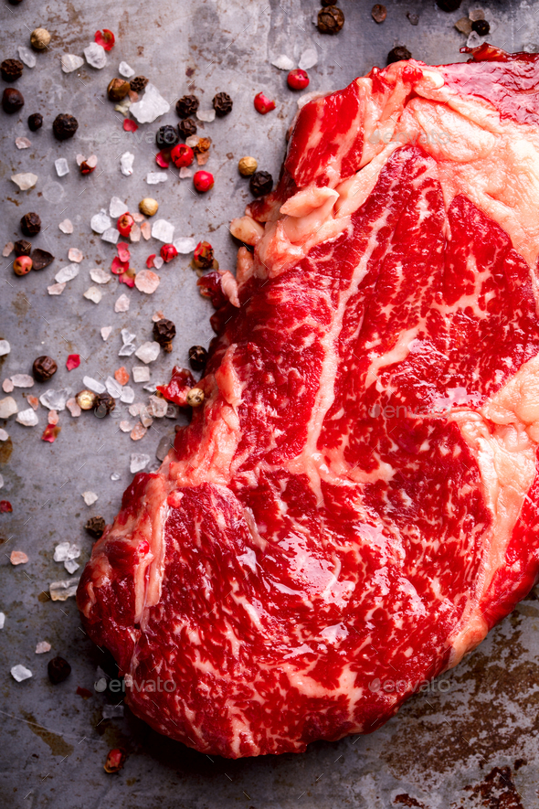 Raw Fresh Marbled Meat Beef Steak - Stock Photo - Images