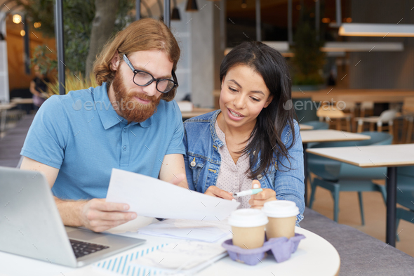 Business people working with business contract - Stock Photo - Images