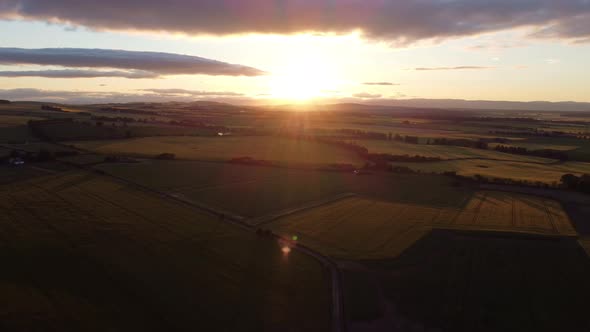 Drone Photography of Endless Green Fields at Sunset alt
