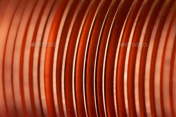 Close-up flat copper twisted plates at the factory - Stock Photo - Images