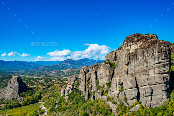 Landscape of Corfu mountains with greenery - Stock Photo - Images