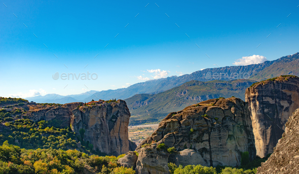 Landscape of Corfu mountains with greenery - Stock Photo - Images