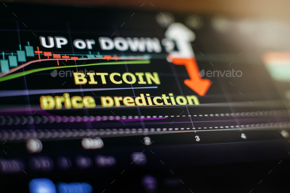 Cryptocurrency price prediction movement of Bitcoing on screen