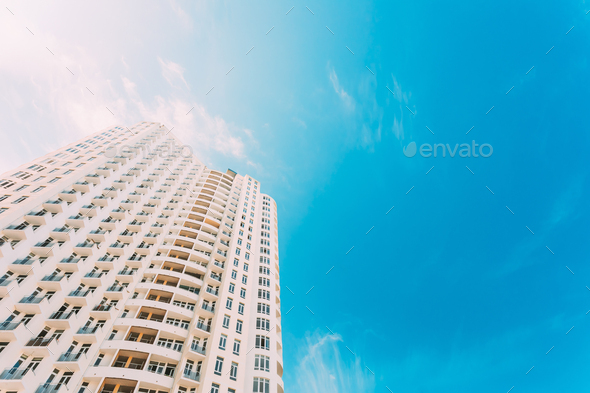 Wall With A Balcony Of New Empty Modern Multi-storey Residential Building House In Residential Area - Stock Photo - Images