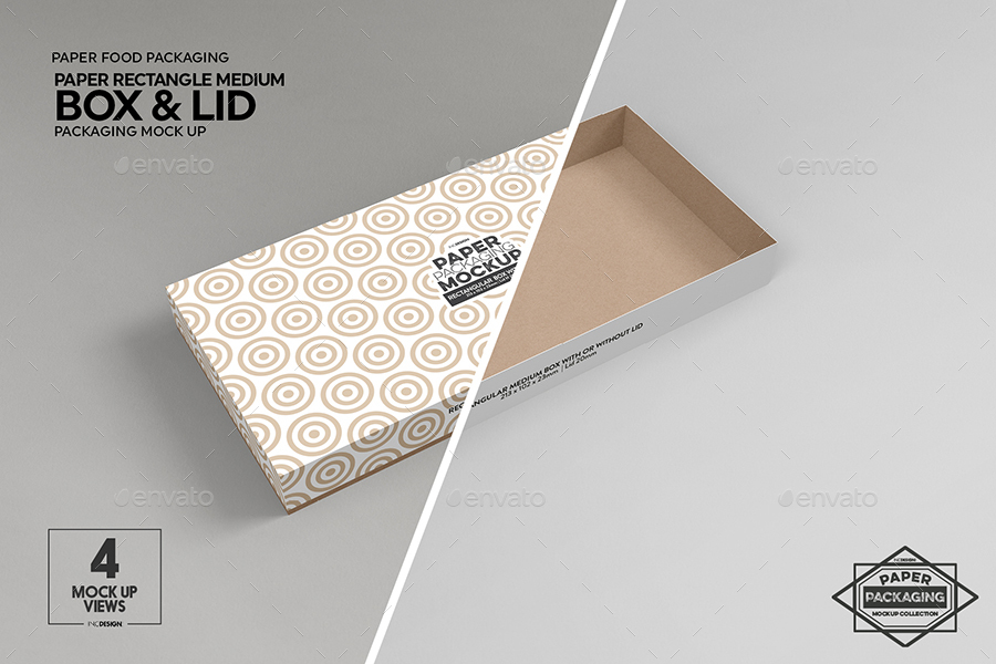 Download Medium Rectangular Paper Box and Lid Packaging Mockup by ...
