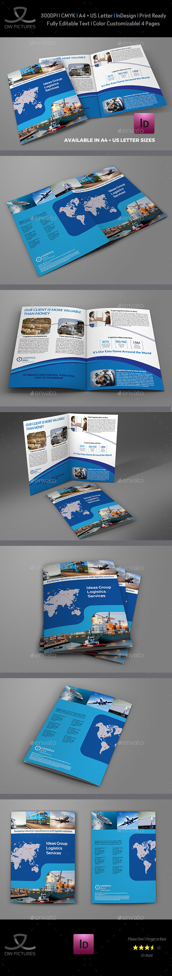 Logistics Services Bi Fold Brochure Template With Fedex Brochure Template