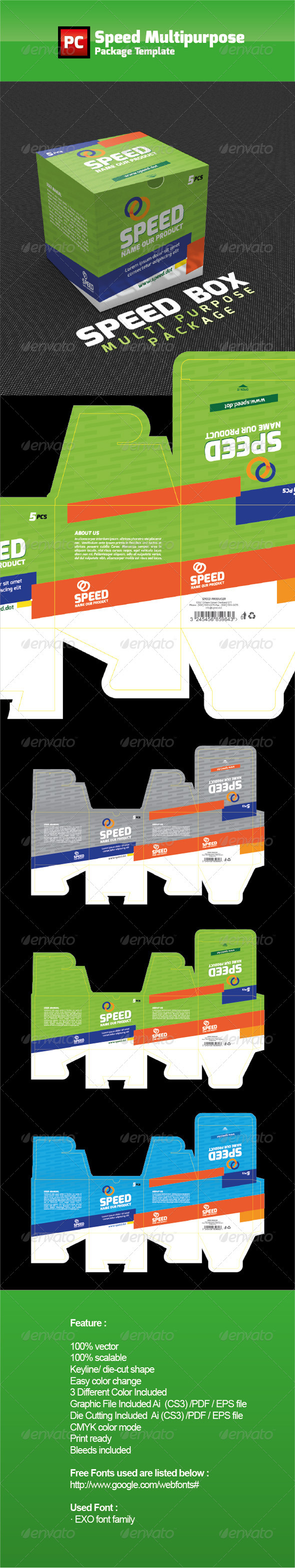Speed Multipurpose Package Template - Packaging Print Templates