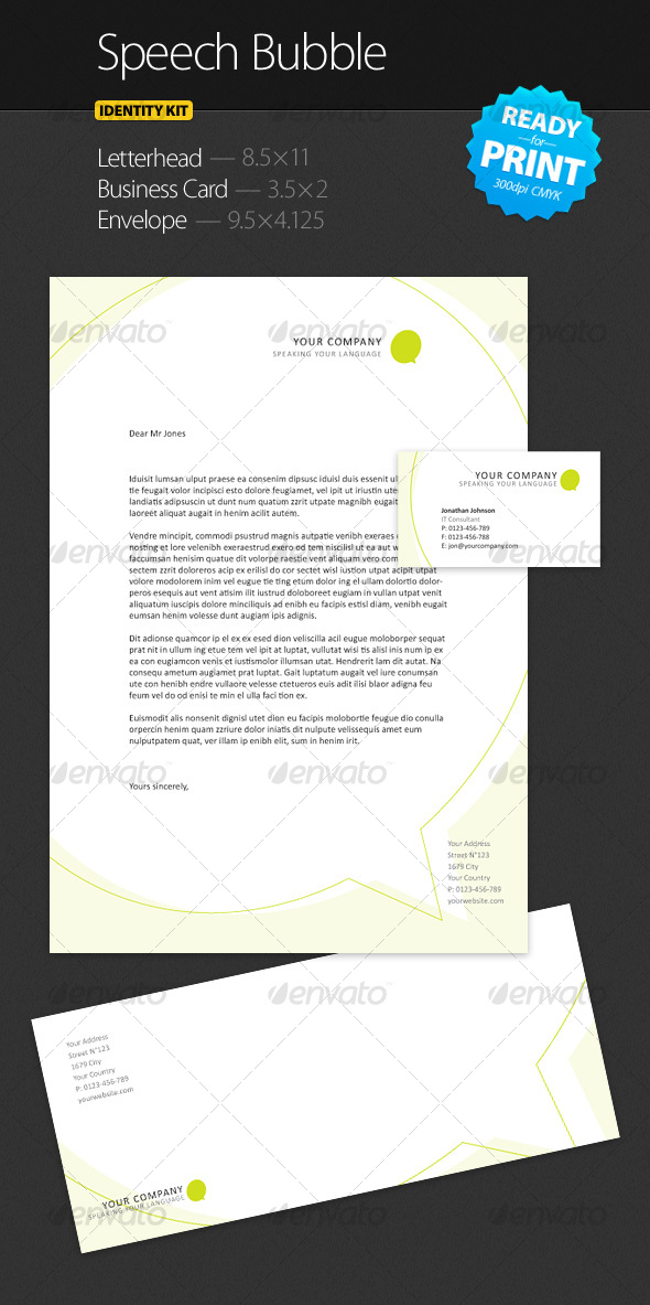 Speech Bubble - Identity Kit - Stationery Print Templates