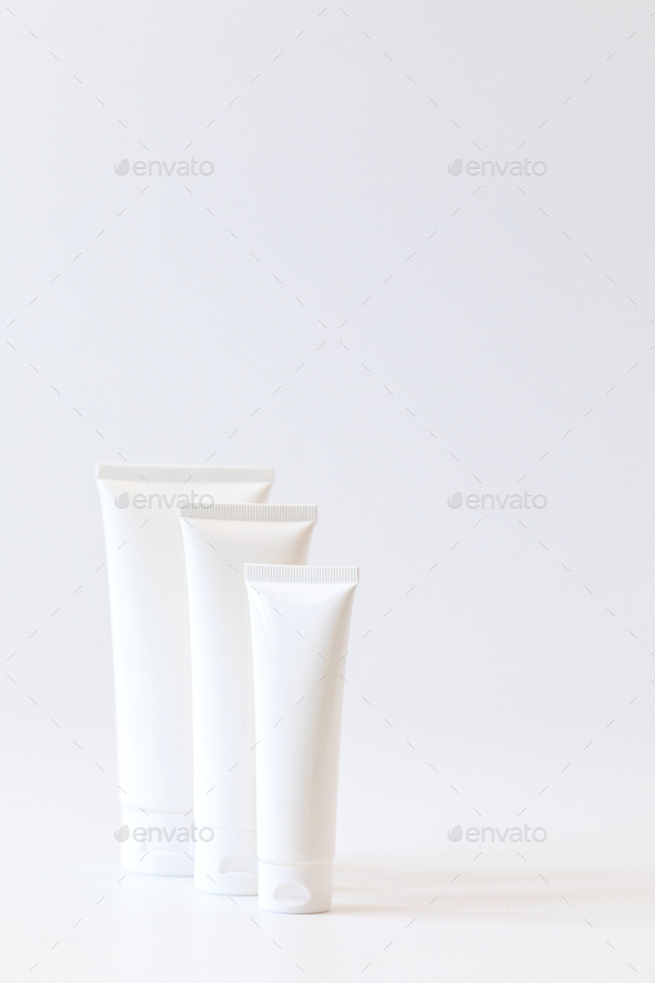 Cosmetics packaging .Plastic cosmetic of cream.Natural beauty spa product concept.Mock-up. - Stock Photo - Images