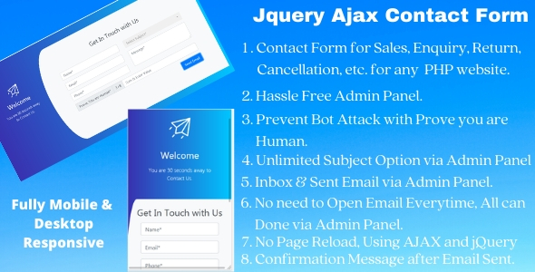 Ajax Contact Us Form with Admin Panel