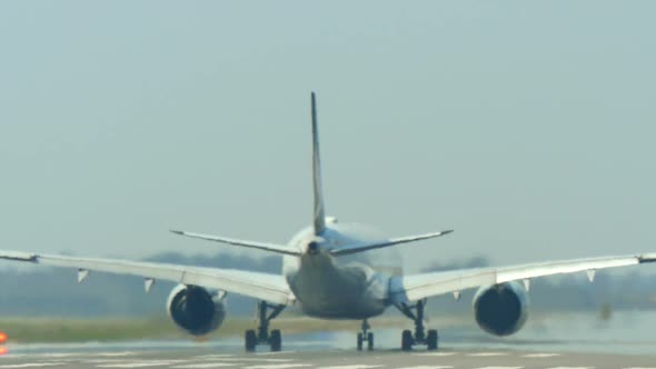 Commercial Airliner Taking off at Barcelona International Airport
