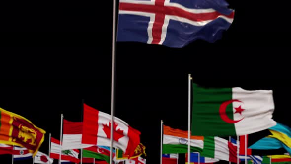 Iceland Flag With World Flags In Alpha Channel