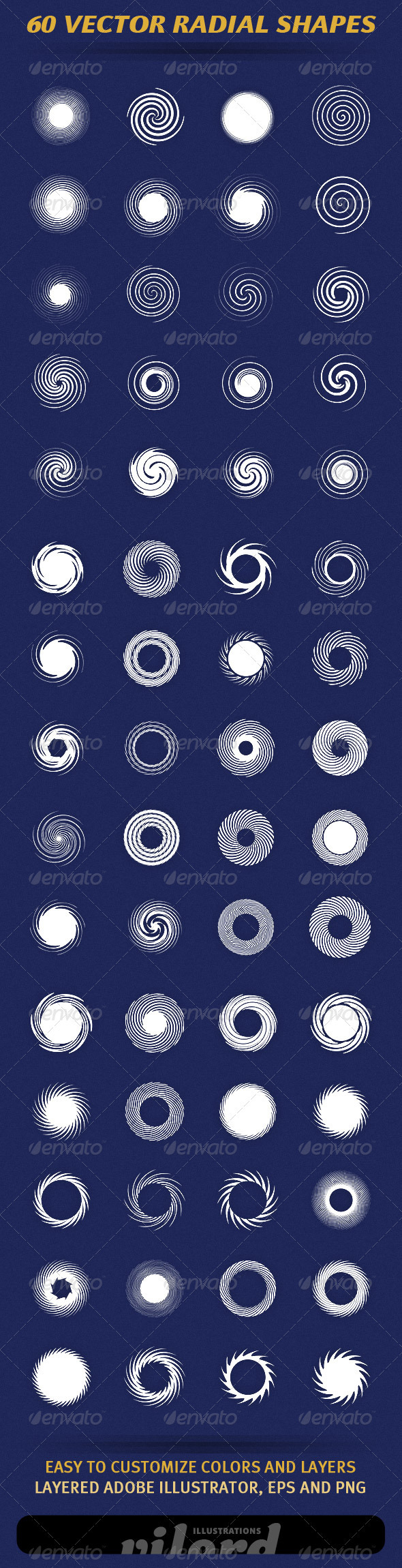 60 Vector Radial Shapes - Decorative Vectors