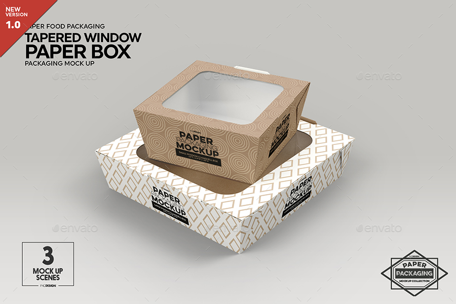 Download Paper Tapered Window Boxes Packaging Mockup by ...