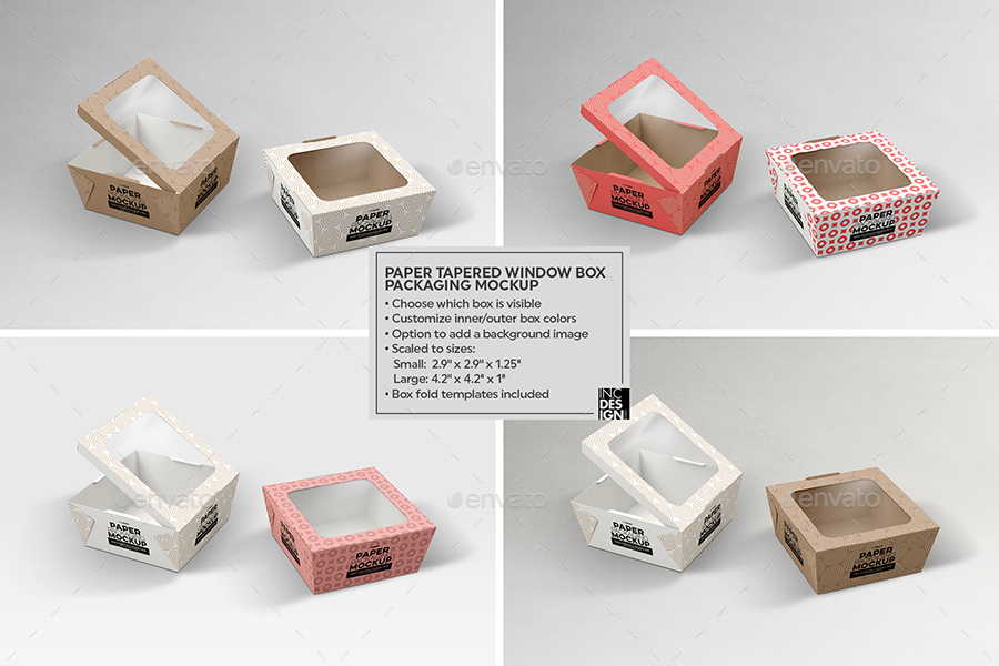 Download Paper Tapered Window Boxes Packaging Mockup by ...