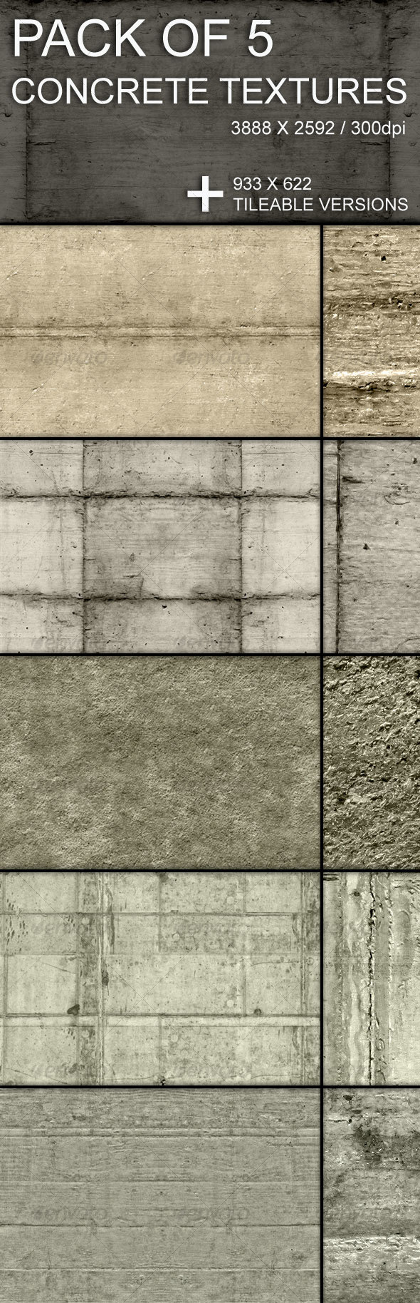 Tileable Concrete Textures Set - Concrete Textures