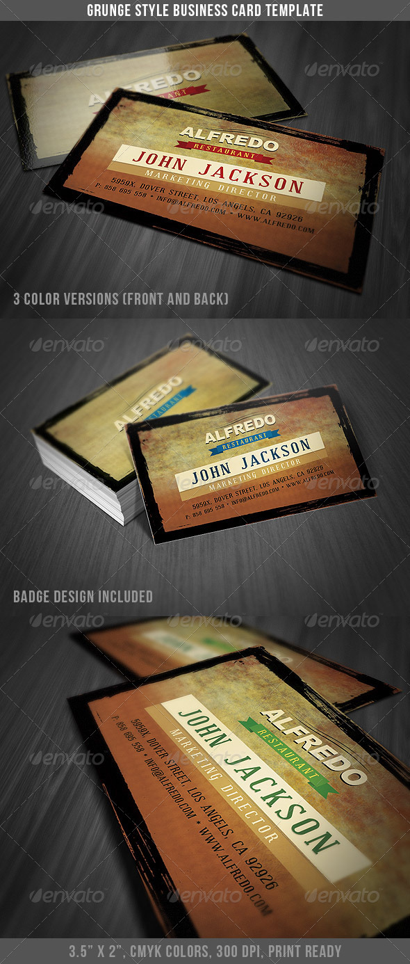 Grunge Style Business Card - Business Cards Print Templates