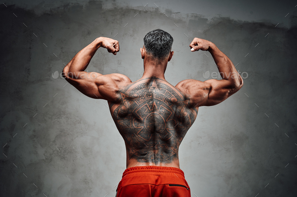 Bodybuilder Bodybuilding Muscles Standing Whole Body Stock Photo