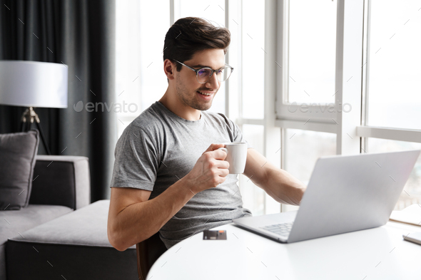 Handsome young bearded man wearing casual clothes - Stock Photo - Images