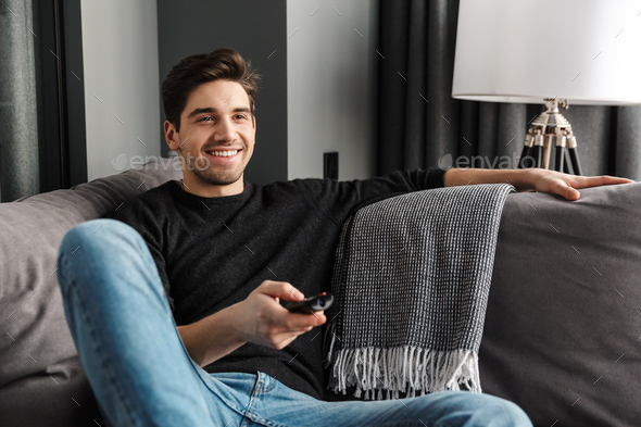 Portrait of an attractive young bearded man - Stock Photo - Images