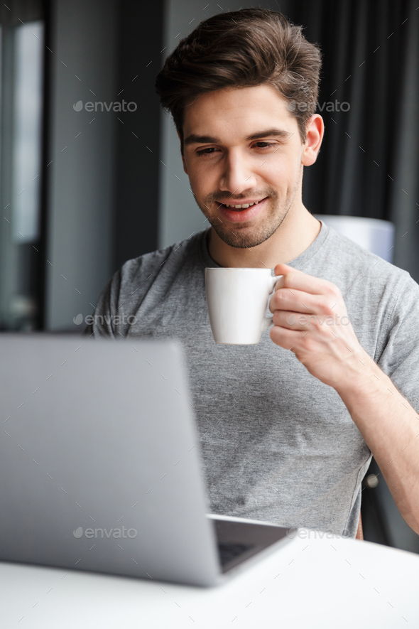 Handsome young bearded man wearing casual clothes - Stock Photo - Images