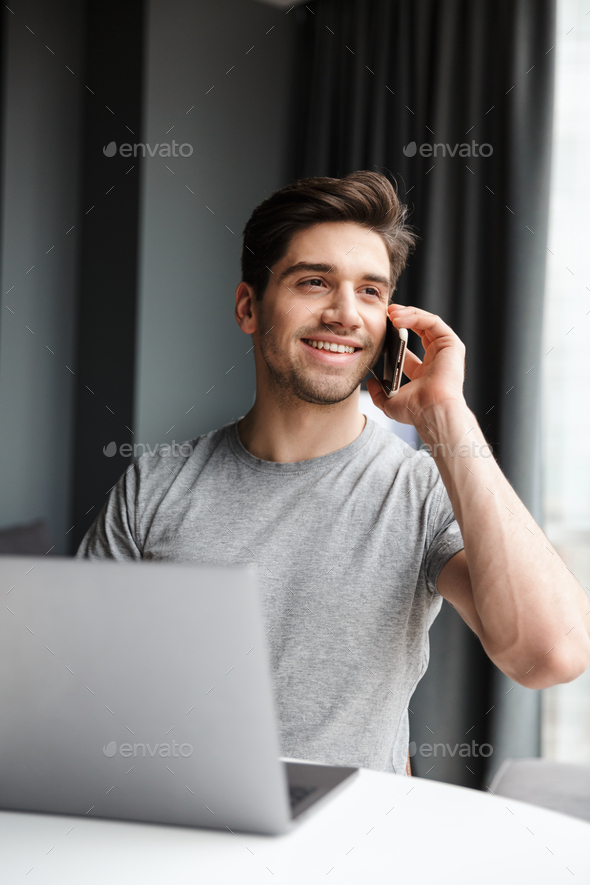 Handsome young bearded man wearing casual clothes - Stock Photo - Images