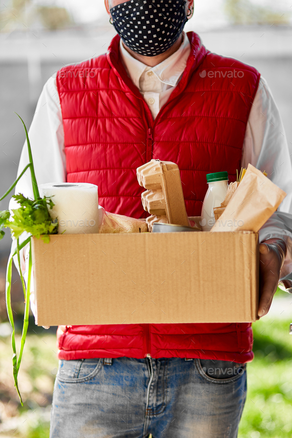 Home delivery food during virus outbreak, coronavirus panic and pandemics. - Stock Photo - Images