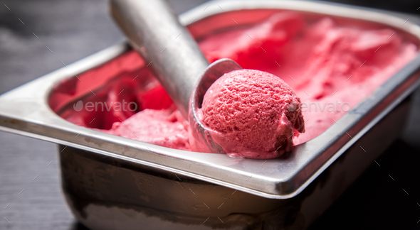 Ice cream Raspberry .Sorbet .Summer Dessert. - Stock Photo - Images