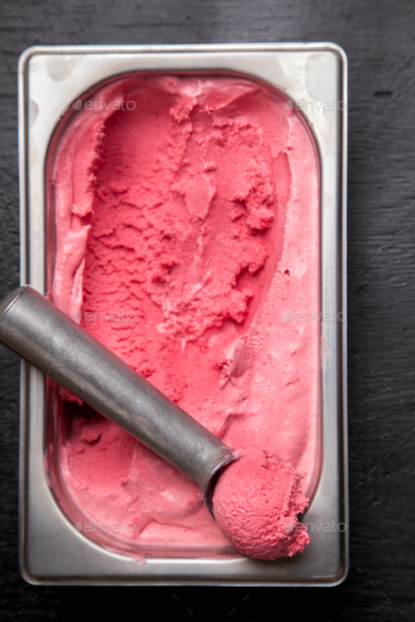 Ice cream Raspberry .Sorbet .Summer Dessert. - Stock Photo - Images