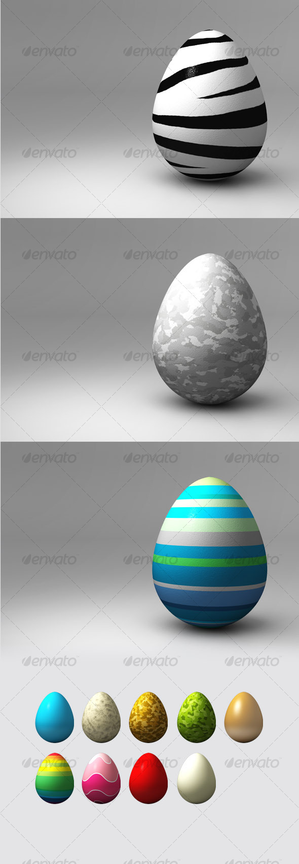 12 high resolution stylish 3d rendered eggs - Scenes Illustrations