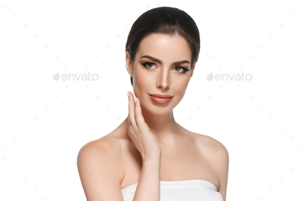 Beautyful skin care woman, beauty concept healthy face makeup, female model portrait. - Stock Photo - Images