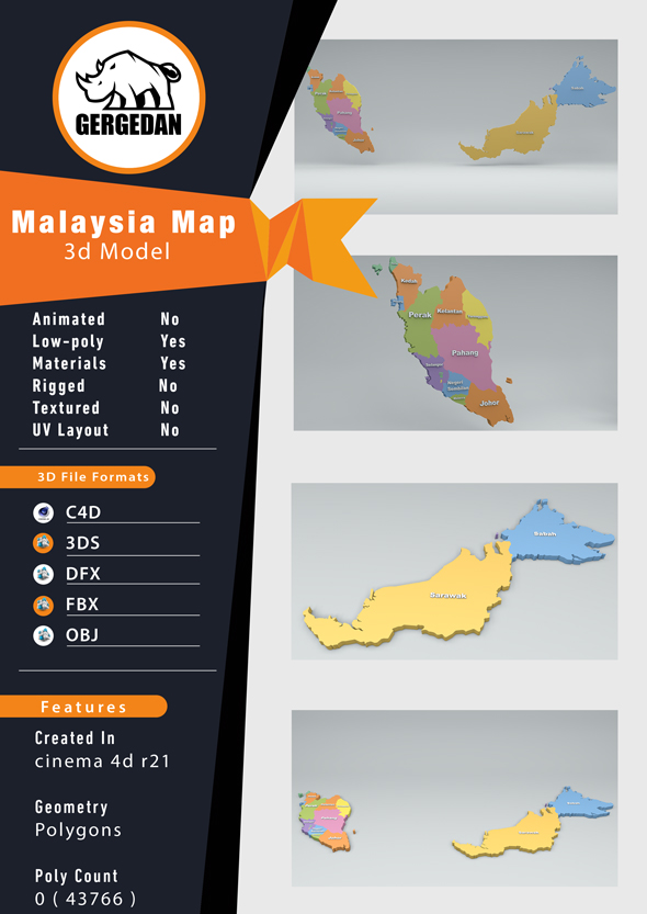 Malaysia Map - 3Docean 26684426