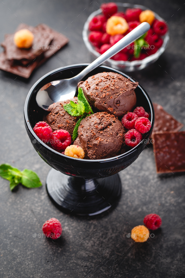 chocolate ice cream ball Stock Photo