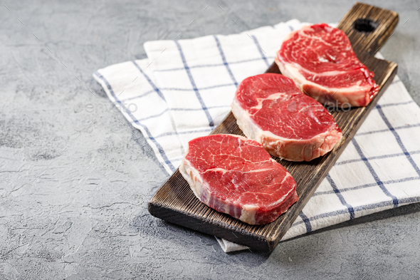 Shoulder cut, suitable for grilling and pan. - Stock Photo - Images