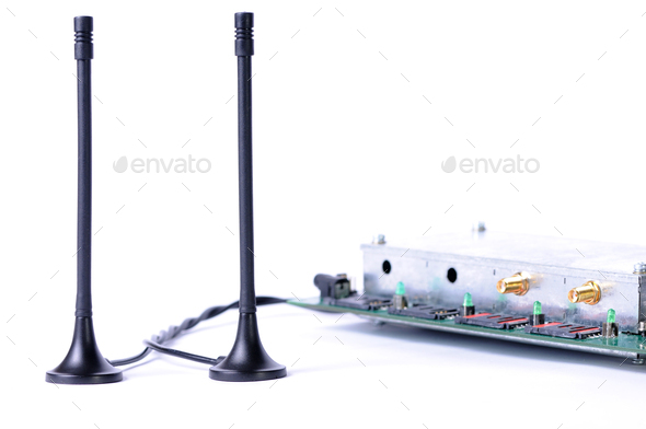 Close-up of an antenna with wires - Stock Photo - Images