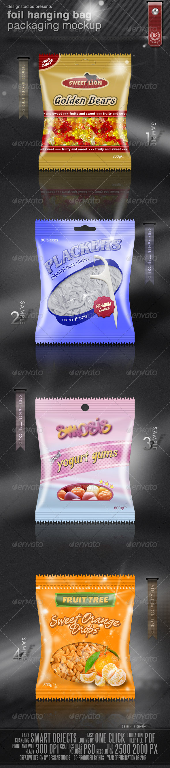 Foil Hanging Bag Packaging Mock-Up - Food and Drink Packaging