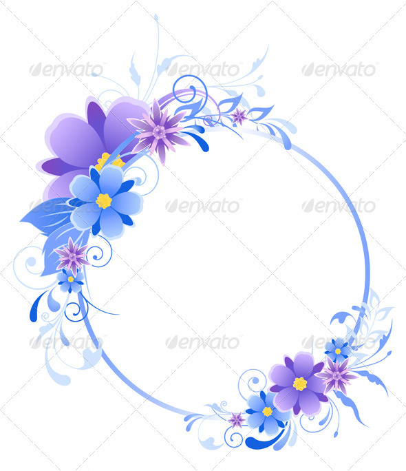 Blue Banner with Flowers - Flowers & Plants Nature