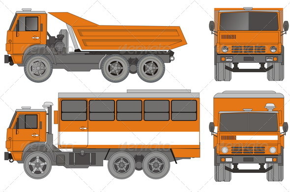 Heavy Trucks Set - Man-made Objects Objects
