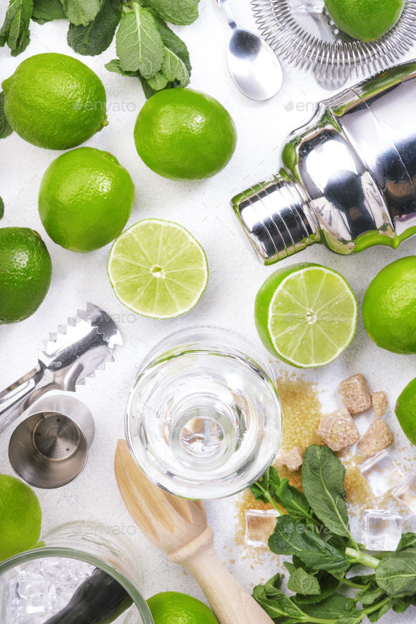 Mojito cocktail alcohol long drink making - Stock Photo - Images