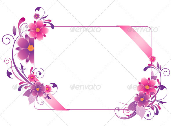 Banner with Pink Flowers - Backgrounds Decorative