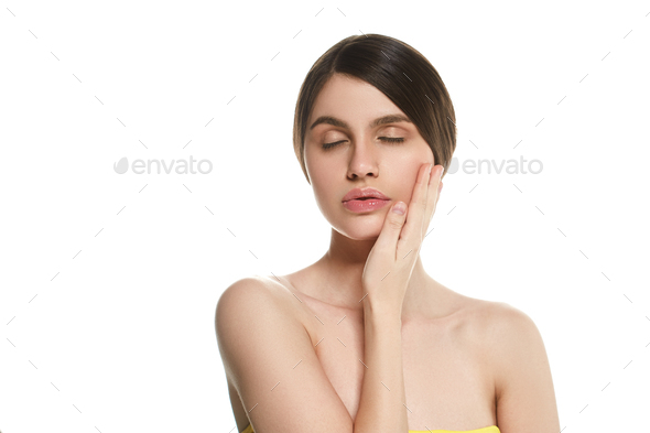 Woman beautiful skin healthy beauty face spa - Stock Photo - Images